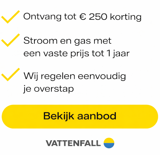 €250,- korting bij Vattenfall