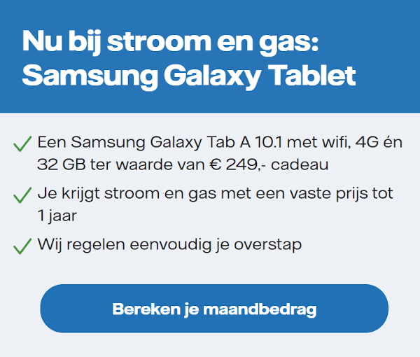 Gratis Samsung Galaxy Tab A 10.1 bij 1 jaar Vattenfall